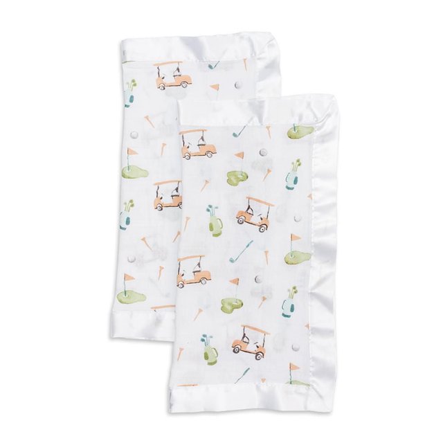 Lulujo - Baby Security Blanket Lovie Cotton Muslin with Satin Trim