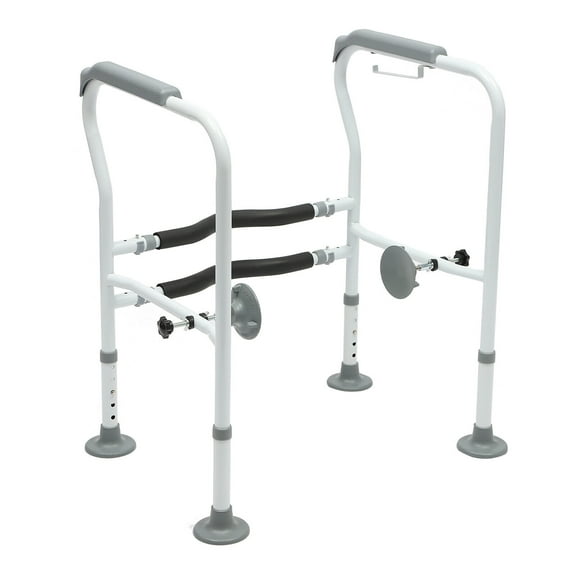 Adjustable Toilet Safety Frame Grab Bars- 330lbs Grab Bar Support for Elderly Handicap, Used in Family Toilets, Bathrooms, Stairs, Hospitals (White)