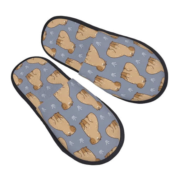 House Slippers for Women Men - Capybara and Grass Lightweight House Shoes Fuzzy Slippers, Soft Slip-On Cozy House Slippers for Woman Indoor Outdoor