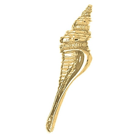 10K Yellow Gold Conch Shell Pendant - 42 mm
