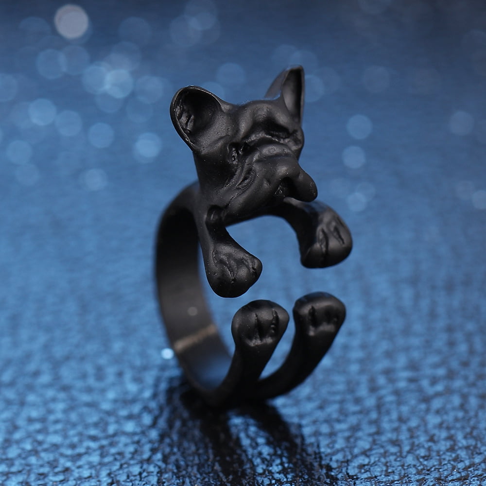Fashion Trendy Dog Ring Bulldog Open Ring for Women Personality Jewelry Hand Decoration