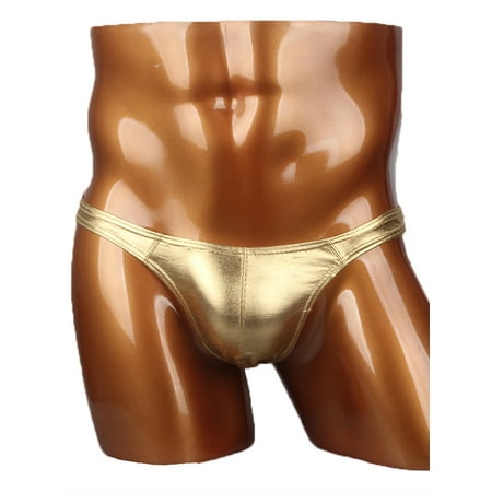 Mens Butt Padded Briefs LELINTA Men's Thong Comfort Underwear, Butt Lift Low Raise Thong Underwear Bikini Briefs Trunks Shorts Boxer Briefs Gold Underwear ()