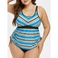 thumbnail image 1 of Más el tamaño de rayas Cinched baño tankini Rosegal Camisetas sin mangas de talla grande, 1 of 5