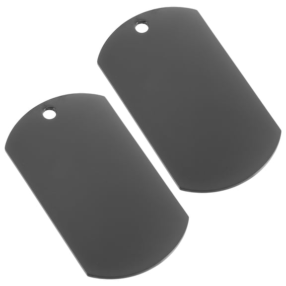 HAMPPLIES Durable Stainless Steel Dog Tag, Blank, Black, for Pet Identification 2Pcs