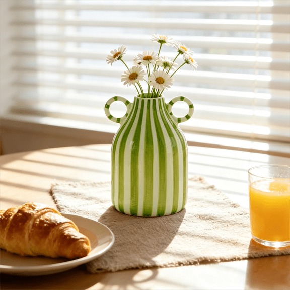 WLPZXP Ceramic Flower Vase Decorative Vase for Table Shelf Living Room Dinner Table Green
