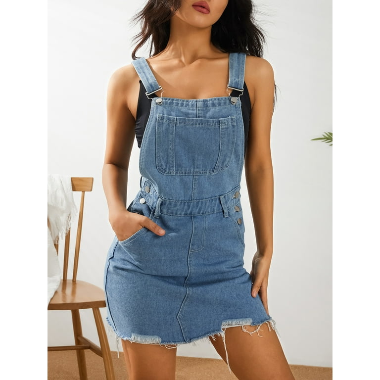 Bib top denim dress