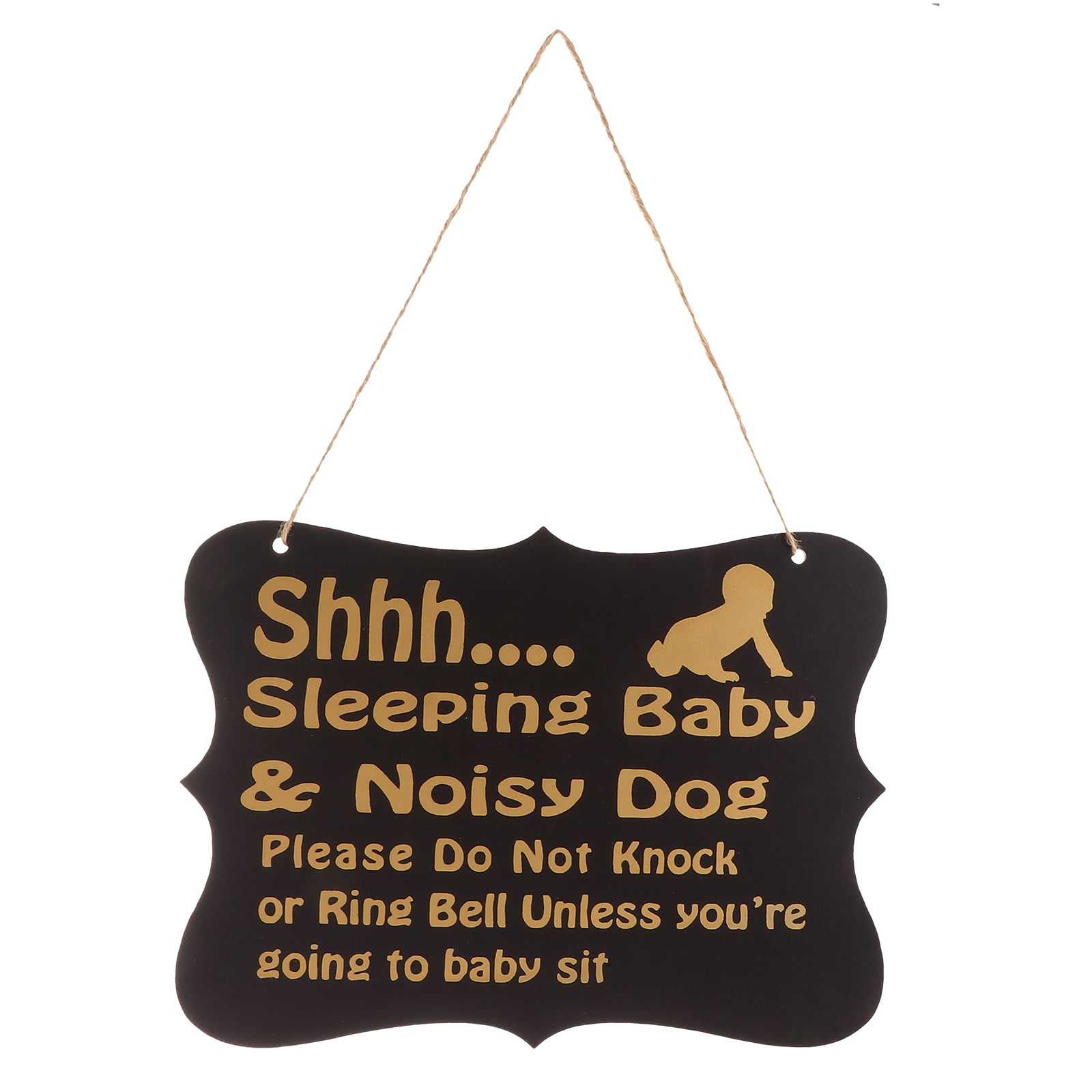 Black WINOMO Shhh Sleeping Baby Door Sign Do Not Disturb Sign Baby Room Hanging Wooden Decorative Sign Do Not Knock or Ring Baby Sleeping Hanger Sign 