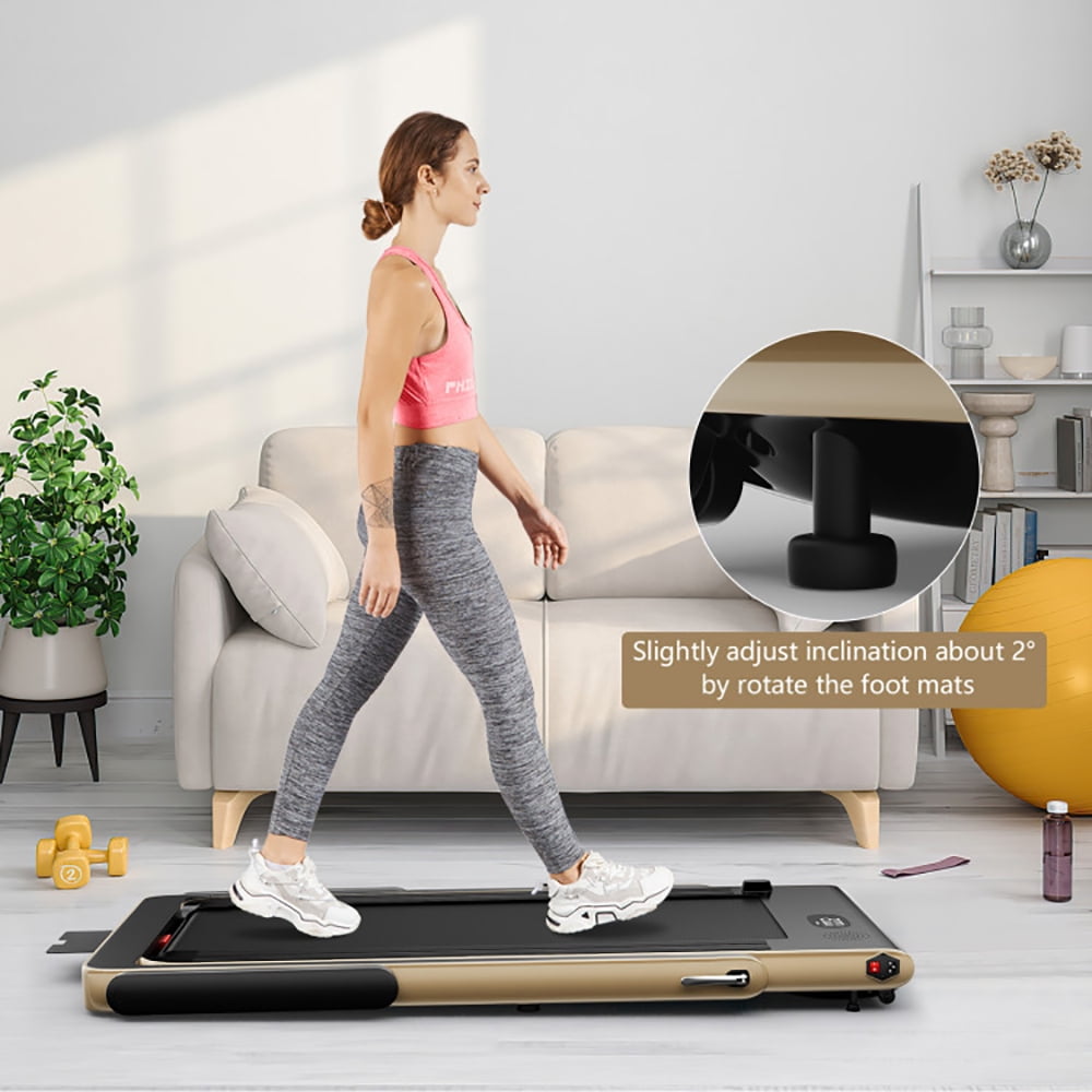 Spaco 2.25HP 2 in 1 Folding Treadmill with APP Speaker Remote Control-Yellow, Home Fitness Equipment for Walking & Running , Cardio Exercise Machine