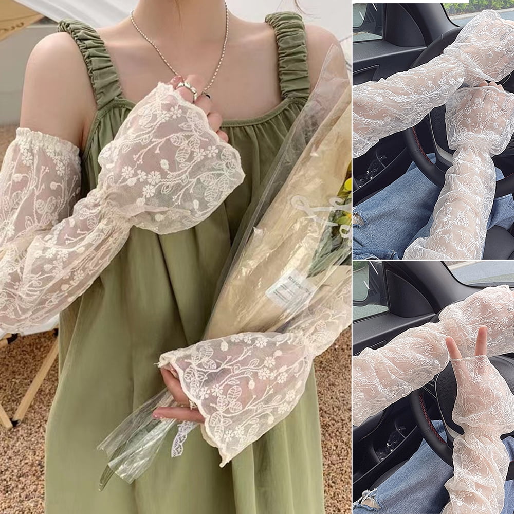 Ins Lace Sunscreen Arm Sleeve For Women Summer Thin Uv Protection Arm Cover Breathable Loose Lace Floral Long Sleeves Gloves a1 Walmart