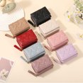 thumbnail image 2 of bestolf Women Stylish Tri-Fold Wallet Embroidered Heart Cash Wallet Mini Card Holder Wallet with Zippered Coin Pocket for Dating Shopping (Pink ), 2 of 8