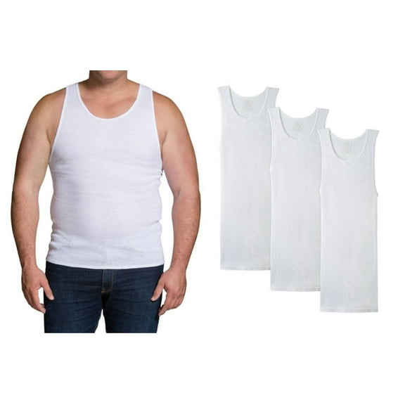 Fruit of the Loom Big Men's White A Shirts, 3XB 3 Pack