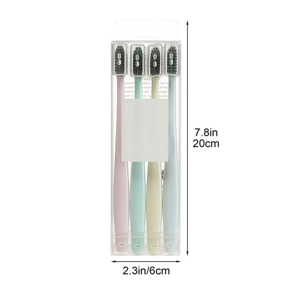 Toothbrush Set 4-Pack Soft Bristle Toothbrush Set | Slim Head Eco-Friendly Family Pack | Hygienic Individual Covers Soft Bristle Toothbrush