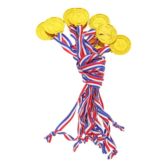 Masteelf 10pcs Gold Medals For Awards Winner Medal With Neck Ribbon Prizes For Kids Sports Day Spelling Bees Competitions Party Golden
