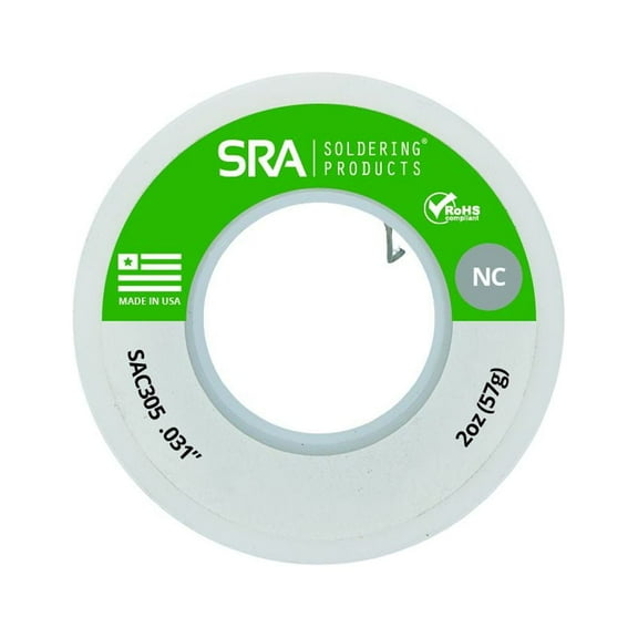 Lead Free No-Clean Flux Core Silver Solder, SAC305 .031-Inch , 2 Ounce Spool