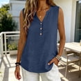 thumbnail image 6 of Womens Cotton Linen Button down Shirts Slim Fit Casual Summer Sleeveless Blouses Business Casual V Neck Plain Tank Tops by Awwp Navy 3Xl, 6 of 6