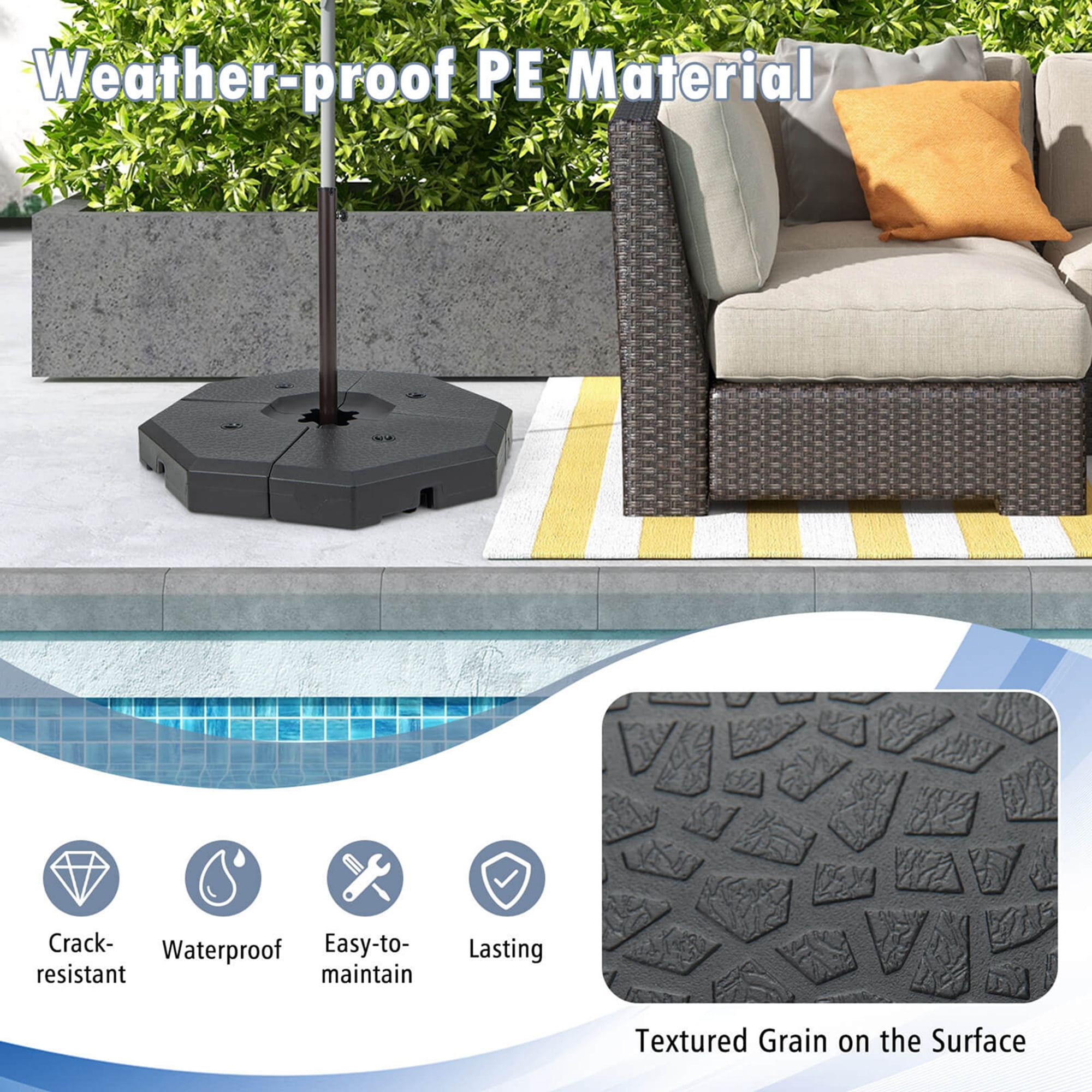 Costway 4PCS Patio Cantilever Offset Umbrella Weights Base Plate Set
