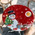 thumbnail image 2 of Red Snowman Christmas Round Tablecloth, Fitted Table Cover with Elastic for 36"-44" Round Tables, Xmas Tree Gifts Snowflake Winter Table Cloth Outdoor Indoor Dinning Party Waterproof Tablecloths, 2 of 7