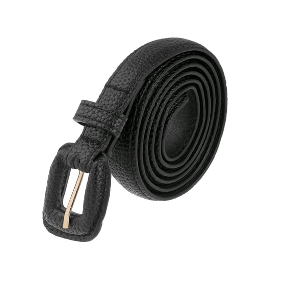 Cinturones Texturizados INSPIRE CHIC para Mujeres de 0.7" de Ancho, Cinturón de Cuero Sintético Clásico Casual para Jeans, Pantalones y Vestidos 44.1x0.7" (LxA) Negro