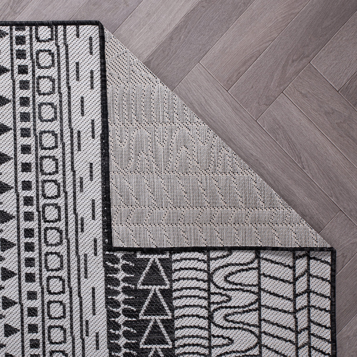 World Rug Gallery Contemporary Geometric Bohemian Textured Flat Weave Indoor/Outdoor Area Rug - BLACK 2'x7'
