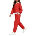 thumbnail image 3 of Txenfivo Girls Clothes 2 Pieces Outfits, Crew Neck Pullover Sweatshirt and Wide Leg Straight Pants, 5-14, 3 of 5