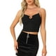 thumbnail image 1 of Top de tirantes de spaghetti con brillo y strass de INSPIRE CHIC para mujeres, corte de fiesta, crop top negro M, 1 of 1