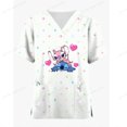 thumbnail image 2 of Uniformes médicos de enfermera con estampado 3D de Disney Stitch, cuello en V, manga corta, bolsillo, ropa de trabajo, uniformes médicos, accesorios, 2 of 4