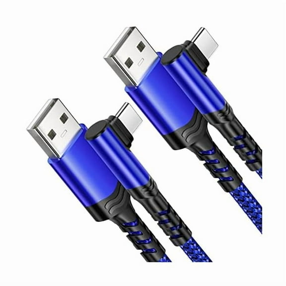 WEEKS C Charger Cable Fast Charging, [10ft 10ft] Right Angle USB A to USB C Cable Compatible with iPhone 16/15, Samsung Galaxy S24/S23/S22/S10/S9/S8, A15/A54/A03s- Blue