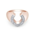 thumbnail image 3 of 1/10 Ct Round Cut Lab Created Moissanite Diamond Horseshoe Statement Ring In 14K Rose Gold Plated Sterling Silver(G-H Color,VVS1 Clarity,0.10 Cttw)-8, 3 of 8