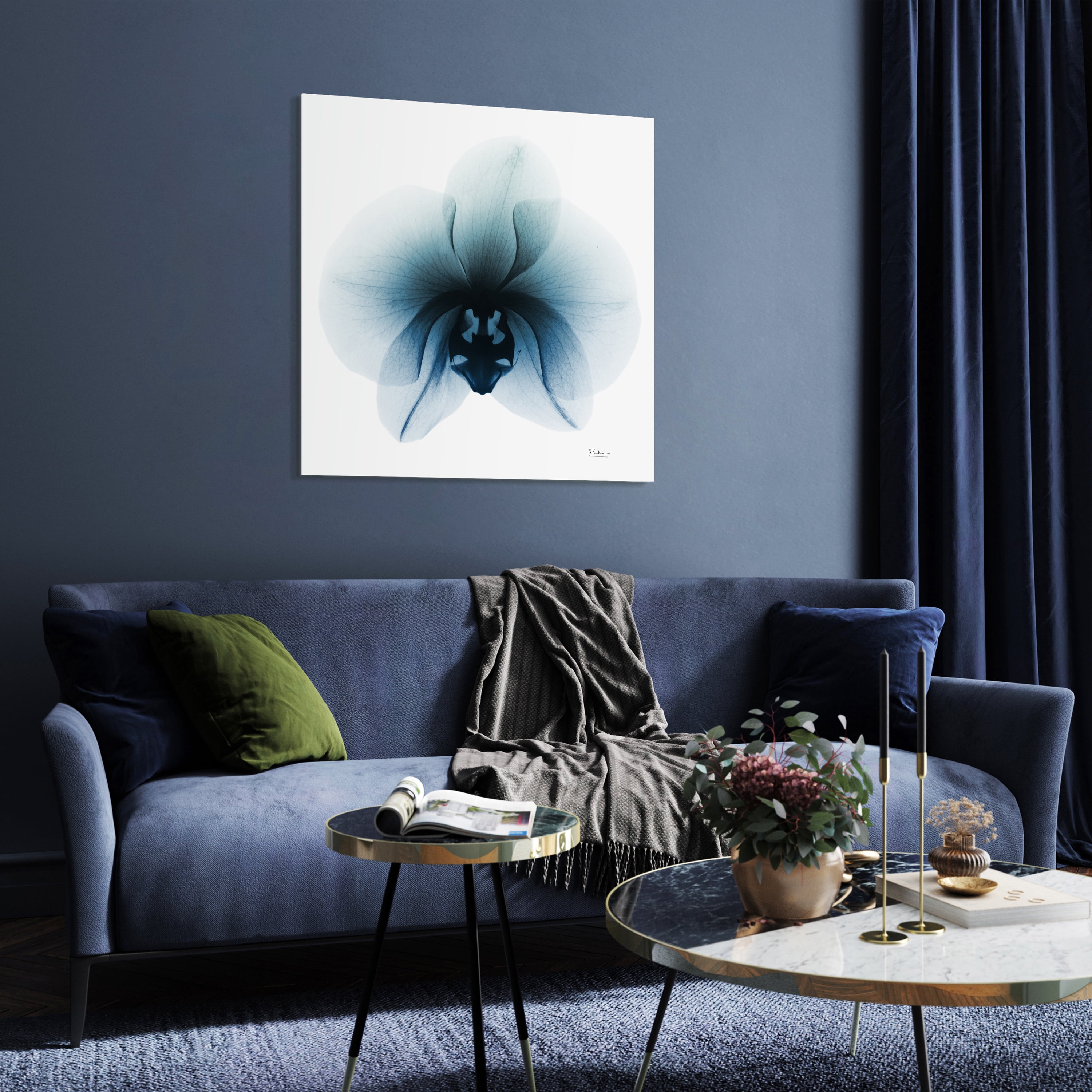 Empire Art Direct Glacial Orchid Frameless Free Floating Tempered Glass Panel Graphic Flower Wall Art, 38" x 38" x 0.2", Ready to Hang