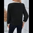 thumbnail image 4 of Blusa de Larga con Cuello en V para Mujer, Camisa Informal de Trabajo y Negocios Negro XL, 4 of 9