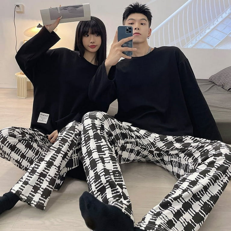 SWOMOG Men & Women Matching Pajama Sets for Family Couples Long Sleeve  Sleepwear Plaid Striped Pants with Pockets : : Clothing, Shoes 