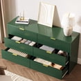 thumbnail image 6 of FURNIWAY 6 Drawer Dresser for Bedroom, 55" Wide Modern Chest of Drawers with Gold Metal Handles, Fluted Wood Clothes Storage Organizer & Cabinet for Living Room, Hallway, Green, 6 of 7