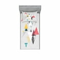 thumbnail image 2 of Ambesonne Abstract Fitted Sheet & Pillow Sham Set, Triangle Geometric, Queen, Mustard Pale Grey Teal, 2 of 3