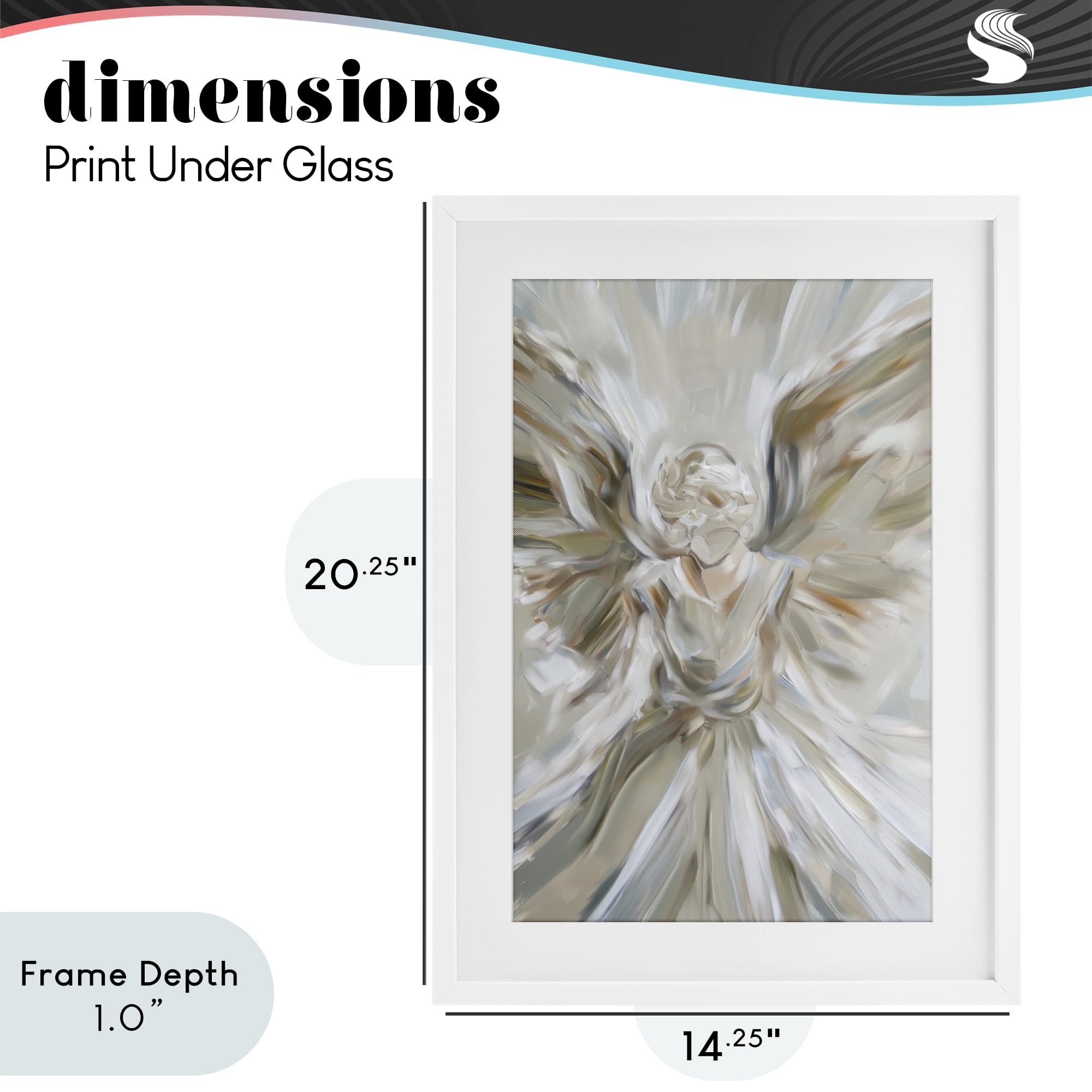 Stupell Industries Serene Angel with Flowing Wings White Framed Print Under Glass, design by Petal Prints Design