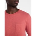 thumbnail image 4 of George Men's and Big Men's Slub Pocket Crewneck Tee with Long Sleeves, Size XS-3XL, 4 of 5