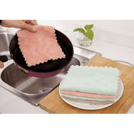 

RnemiTe-amo Deals！Cleaning Cloth Double-sided Rag Kitchen Dish Towel Dishcloth Desktop Thickened Towel Housework Cleaning Rag