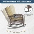 thumbnail image 4 of Poteban 3-Piece Outdoor Rocking Chairs, Wicker Patio Furniture with Thickened Cushions and Table for Porch (Khaki), 4 of 10