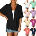 thumbnail image 5 of qucoqpe Womens Summer Lightweight Cardigan V Neck Short Sleeve Open Front Casual Solid Loose Beach Swimsuit Coverup for Women, 5 of 5