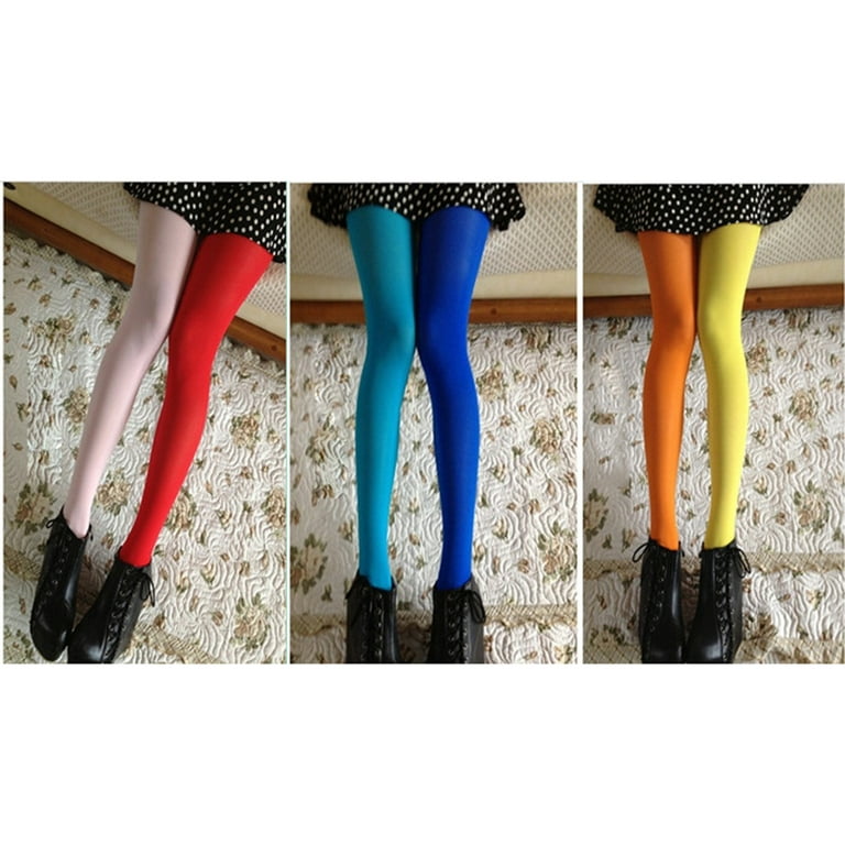 Stockings Carnival Pantyhose Splice Shapewear Pink Yellow Blue Red Black  Right Left Color Ab Double Christmas Halloween