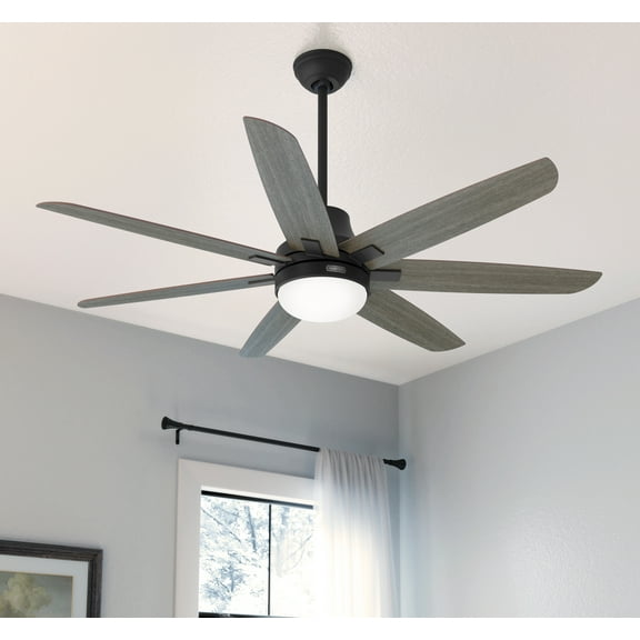 Restored Hunter Fan 60 inch Contemporary Matte Black Finish Indoor Ceiling fan with LED Light Kit (Refurbished)