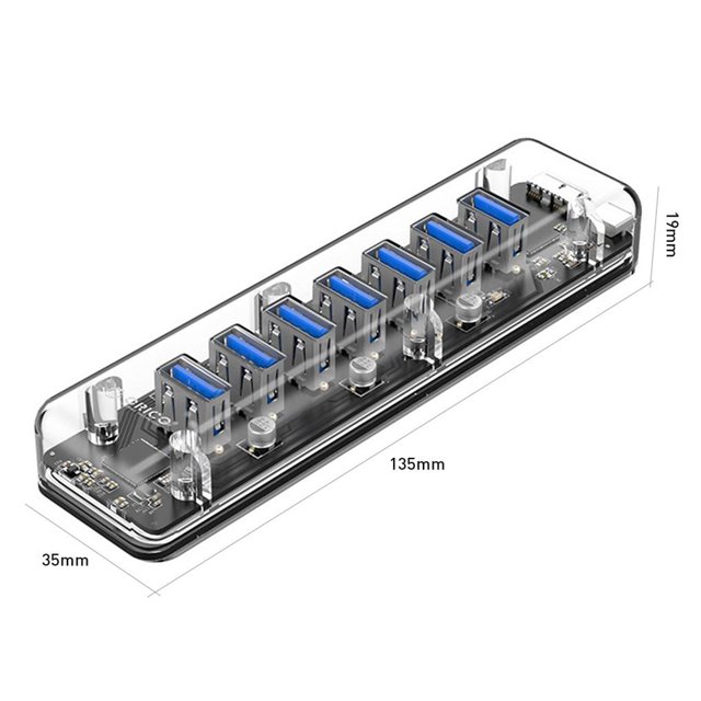 Orico Usb 3.0 Hub Con Interfaz De Fuente De Alimentación Dual Divisor Usb De 7 Puertos Para Computadora Portátil Pc Adaptador Otg Scienceny EL012364-00