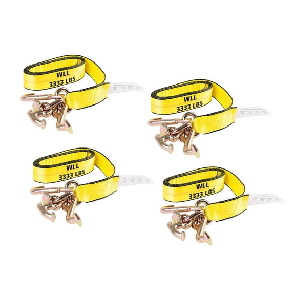 (4 Pack) 2" x 8' Recovery Winch Strap w/RTJ Cluster Hook Towing Truck Wrecker Tie Down