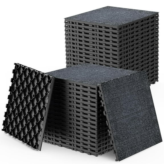 36 PCS Interlocking Deck Tiles, 12" x 12" Plastic Outdoor Deck Tiles, Easy and Quick Installation, Patio Flooring Decking for Porch, Poolside, Balcony, Backyard, Indoor and Outdoor Use