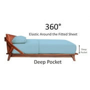 VEGAS HOTEL COLLECTION Soft Sheets 800 Thread Count Pure Egyptian Cotton { 4-PCs } Sheet Set fits up to 14-15 Inch Deep { Pattern : Solid Guarantee (Queen, Light Blue)