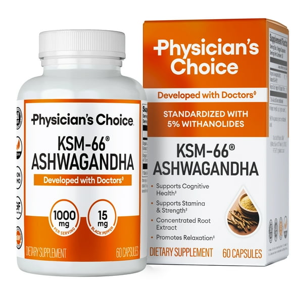 Physician's Choice KSM 66 Ashwagandha Capsules, 1000mg, 60 Ct.