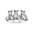 thumbnail image 2 of Bling Jewelry Womens BFF Friendship Kitten Cat Band Silver Ring for Best Friends, 2 of 5