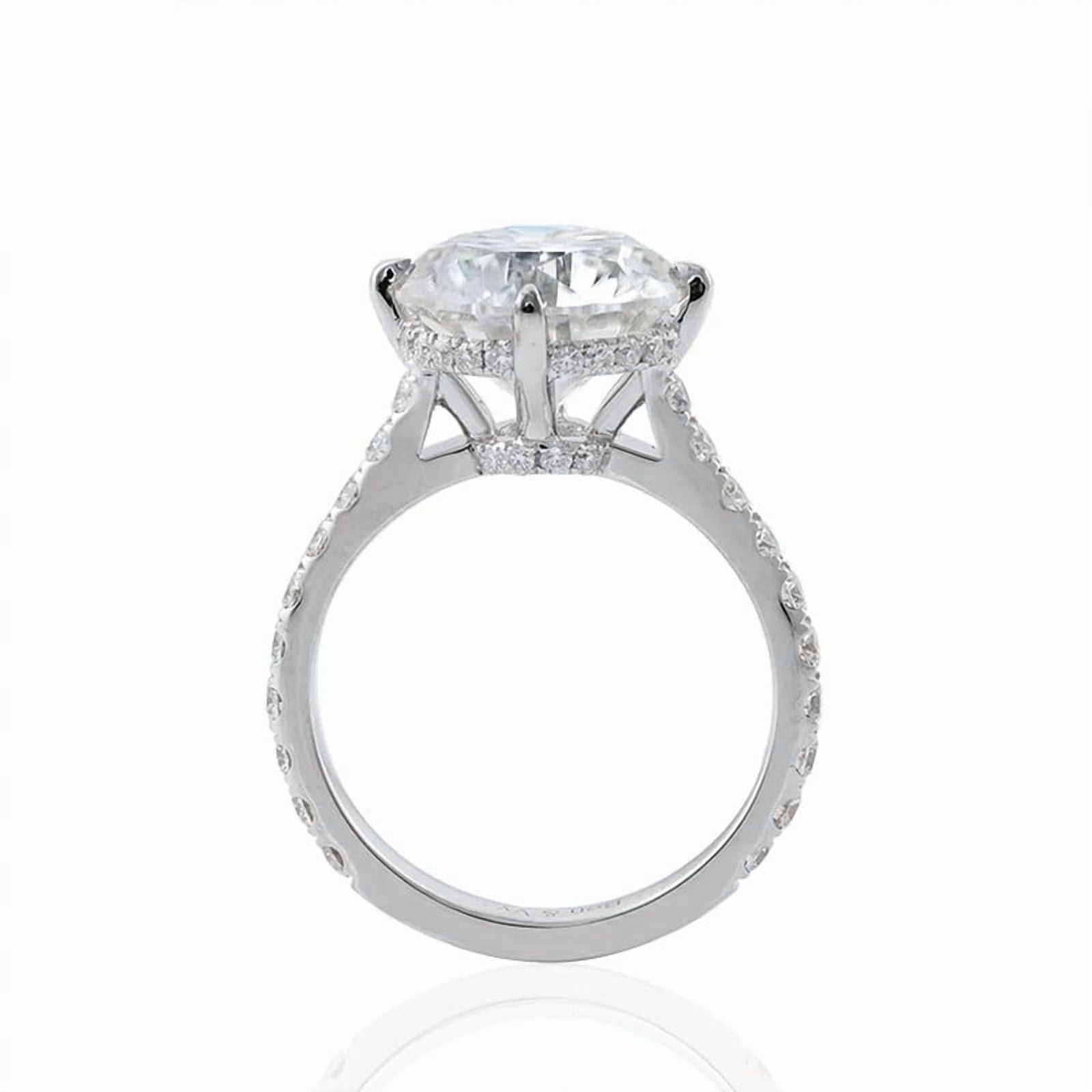 solitaire jewels 5CT Round Moissanite Hidden Halo Engagement Ring For Women, 10K Yellow Gold