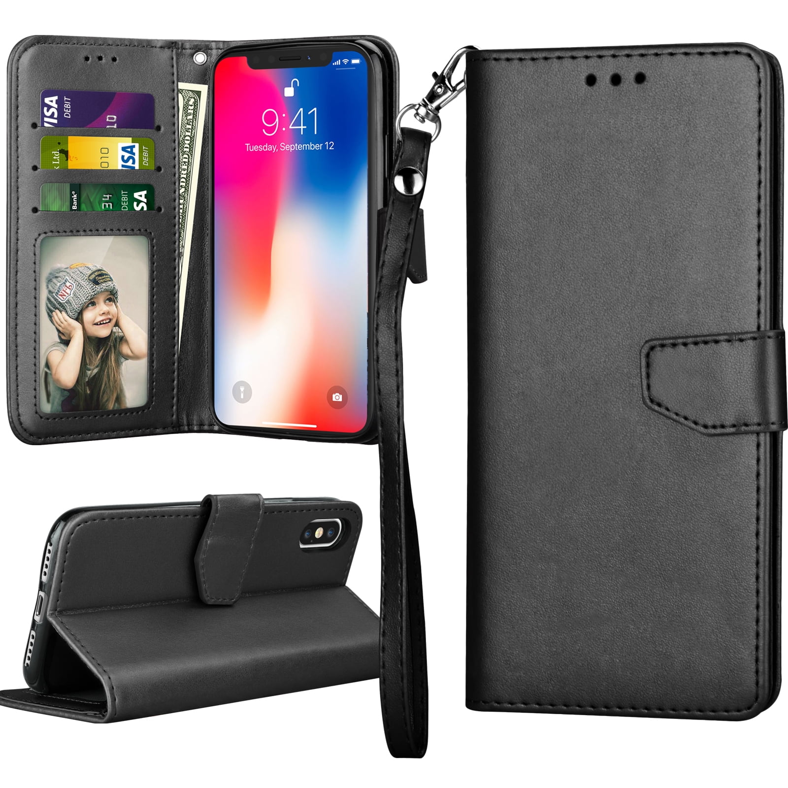 Relief Design Bookstyle Leather Wallet Holster Kickstand Function Full Body Protection Bumper Magnetic Closure Flip Cover with Wrist Lanyard and Screen Protector For iphone X Case with Card Slot,OYIME Colorful Painting Pattern Marble Mandala