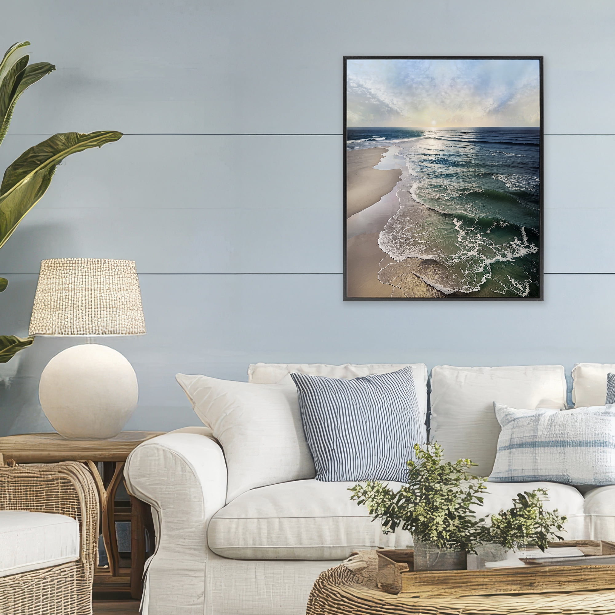 Stupell Industries Tranquil Shoreline with Soft Light Black Framed Giclee Art, design by Mike Calascibetta