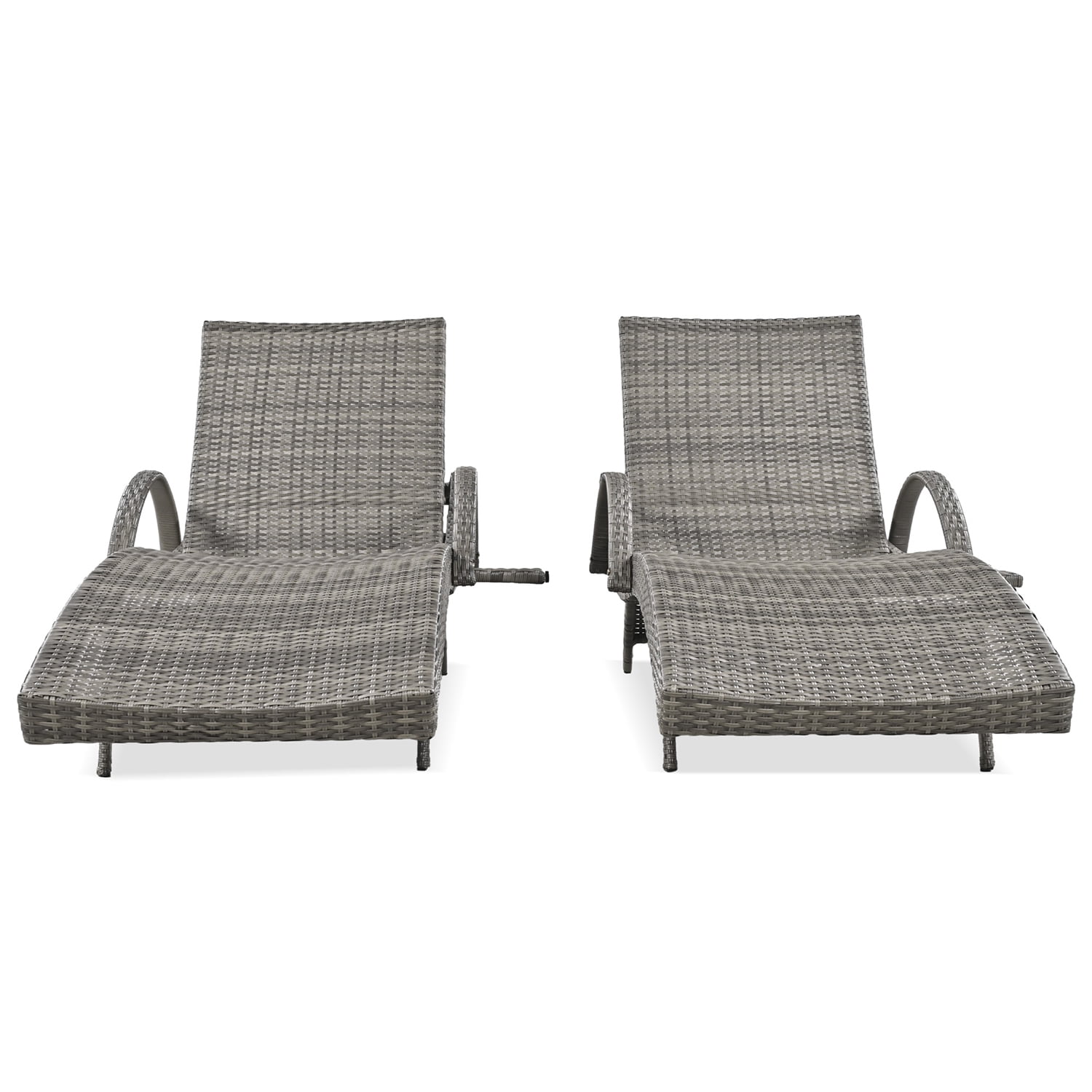 Aimee Lii Set of 2 Patio Wicker Adjustable Backrest Ergonomic Chaise Lounge Chairs with Pull-out Side Table, Convenient and Comfortable, Gray Aimee Lii Set of 2 Patio Wicker Adjustable Backrest Ergonomic Chaise Lounge Chairs with Pull-out Side Table, Convenient and Comfortable, Gray